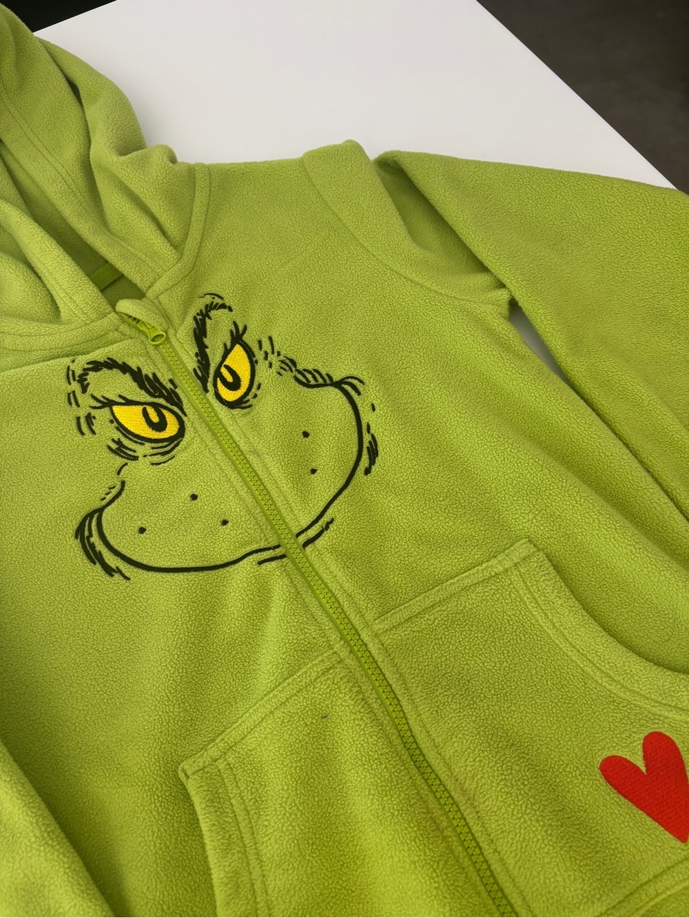 Kids' Green Grinch Fleece Zip Hoodie